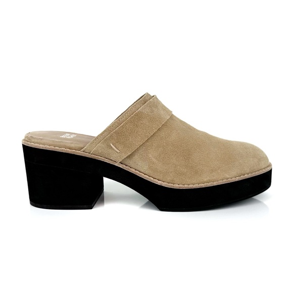 Eileen Fisher Women's Hiya Platform Suede Mule Clogs Beige Size 11 - Picture 2 of 9